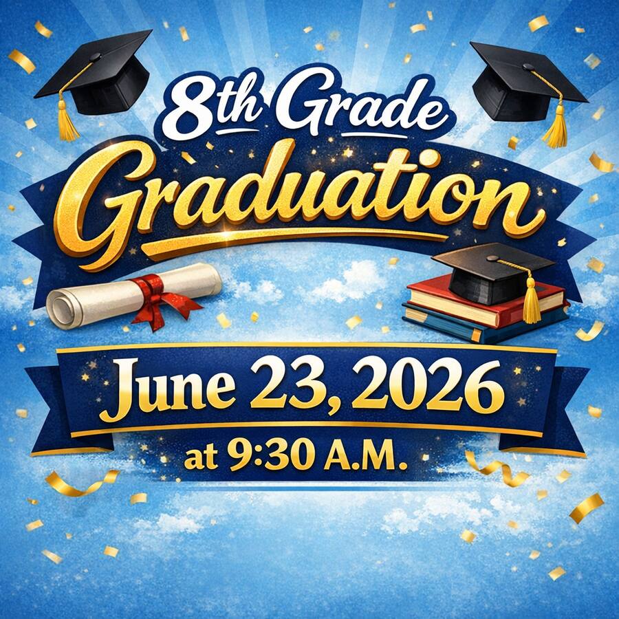 8th Grade Graduation flyer — June 23, 2026 at 9:30 AM